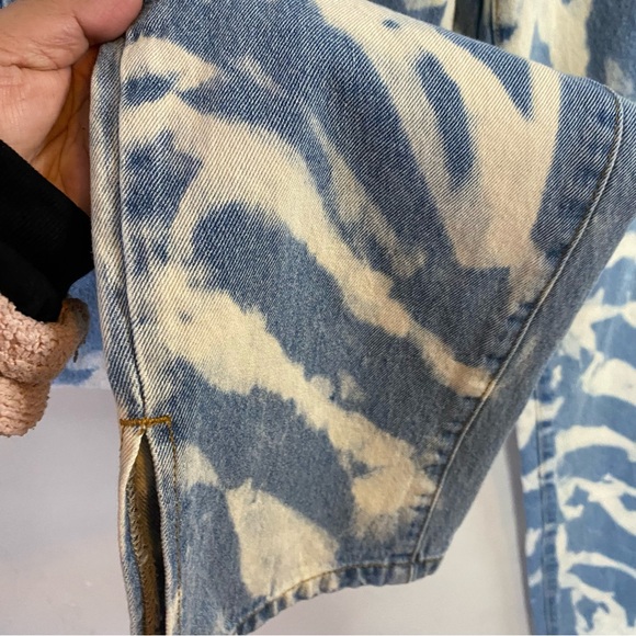 Lioness "Alabama" High Rise Jeans Tie Dye Bleach Wash Split Hem Straight Leg S - Picture 8 of 11